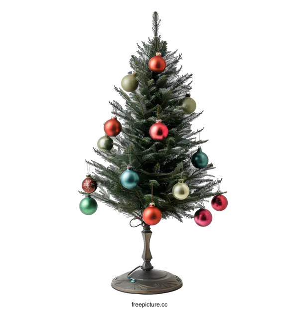 [Transparent Background PNG]Small Christmas Tree with Colorful Ornaments