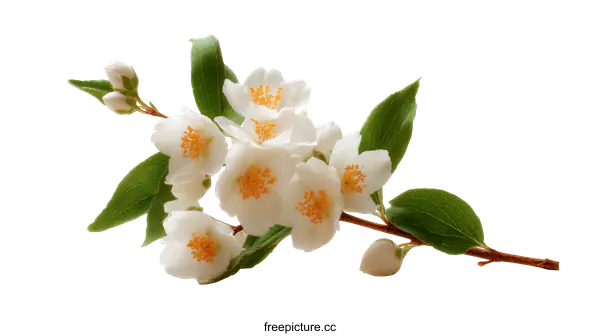 [Transparent Background PNG]Beautiful Jasmine Flower Branch on White Background