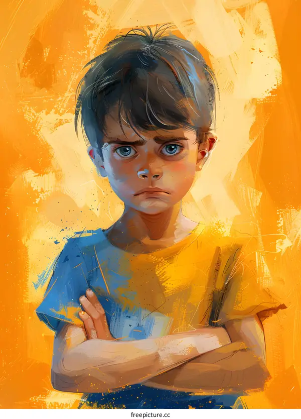 boy in blue and yellow shirt