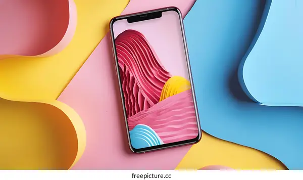 Abstract Minimalist Phone Wallpaper on Colorful Background