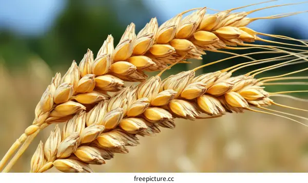 Close-up of Golden Wheat Ears in a Field