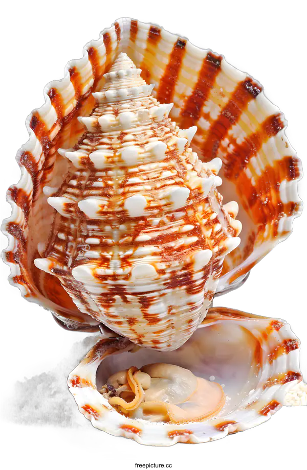 [Transparent Background PNG]A beautiful murex seashell with a hermit crab inside