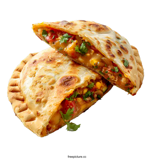 [Transparent Background PNG]Delicious stuffed empanadas on white background