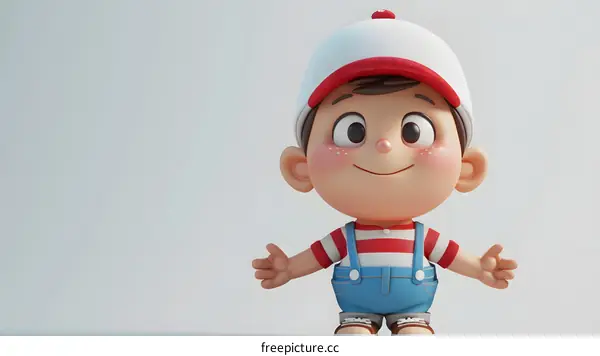3D illustration of a happy little boy