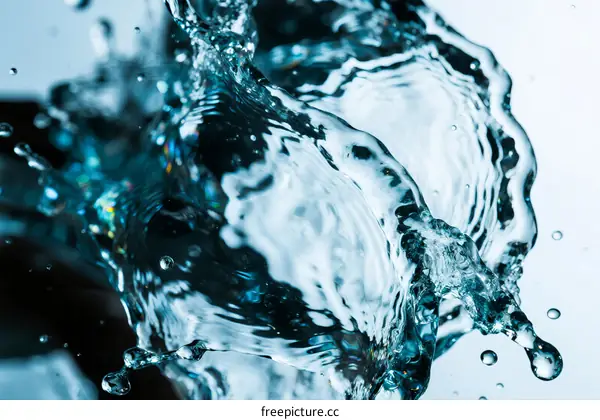 Captivating close-up of splashing clear blue water in motion