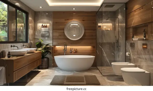 Modern Luxurious Wooden Bathroom Interior Design