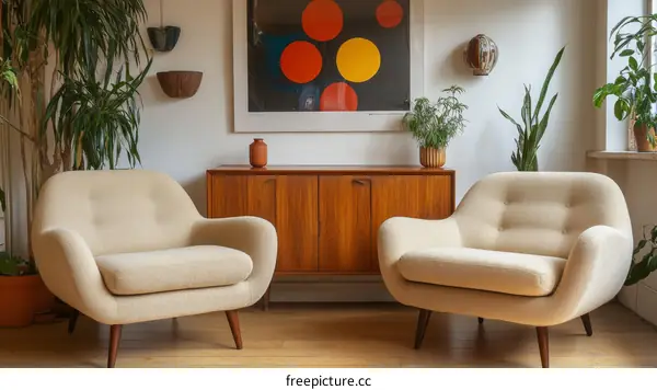 Mid-Century Modern Living Room with Armchairs