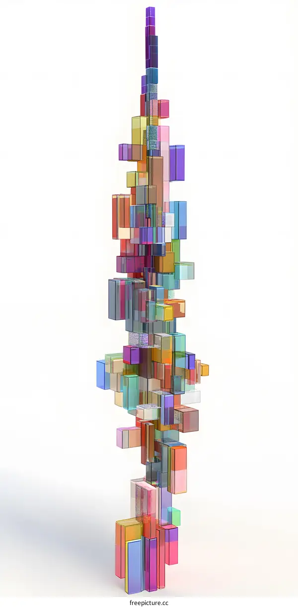 Abstract Glass Blocks Tower Minimalist Design