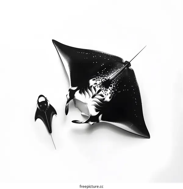 Black and White Manta Ray on White Background