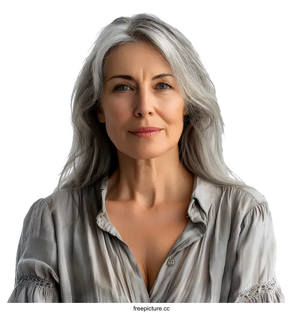 [Transparent Background PNG]Portrait of a Confident Mature Woman