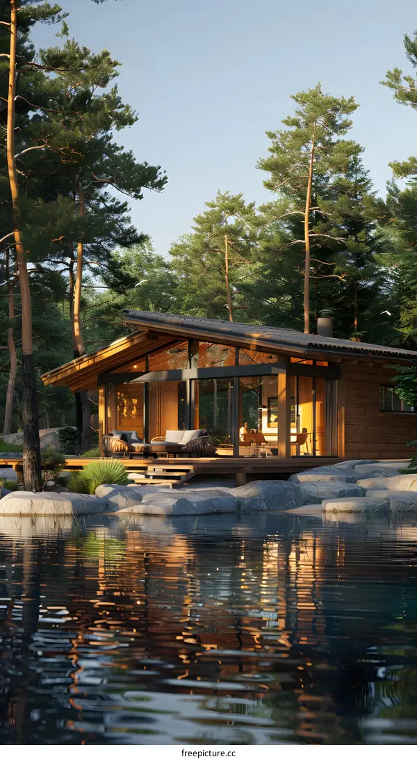 A wooden house in the forest