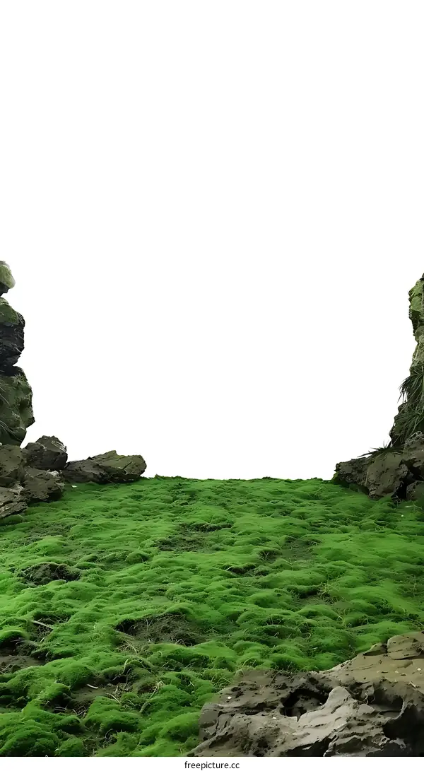 Green Grass and Rocks Background