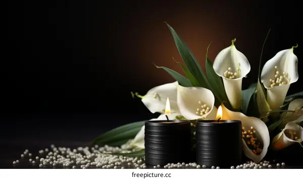 Black Calla Lily Flower and Candle