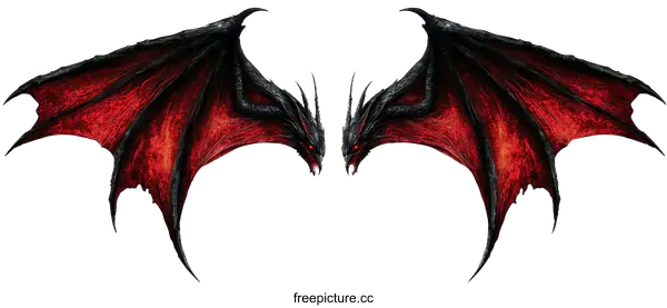 [Transparent Background PNG]Pair of Fiery Dragon Wings Illustration
