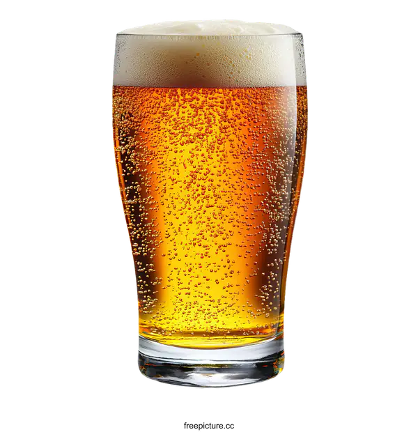 [Transparent Background PNG]Closeup of a Glass of Beer
