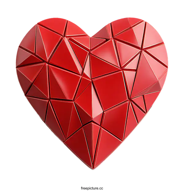 [Transparent Background PNG]Geometric Red Heart Shape Illustration