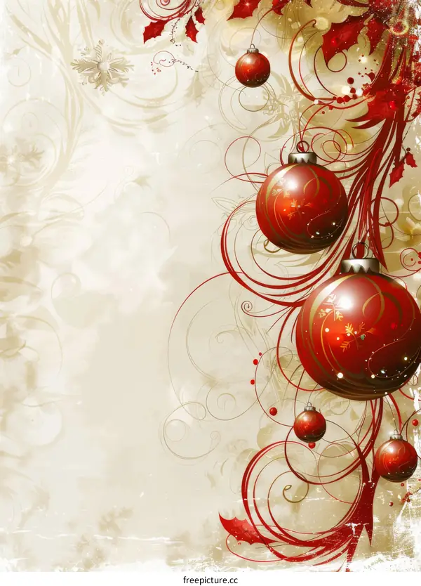 Vintage Christmas Decoration with Red Ornaments and Gold Accents