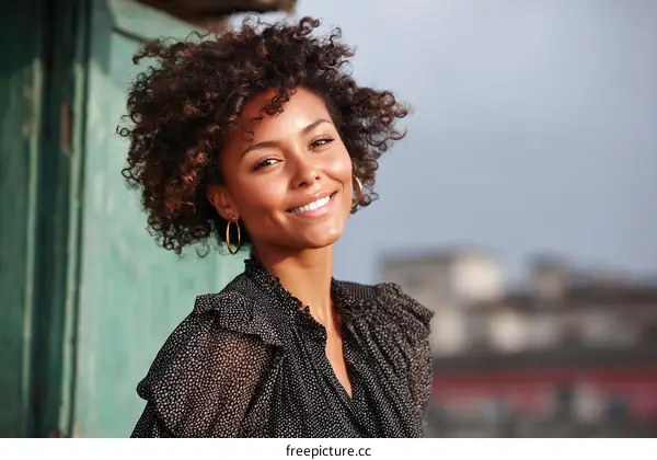 Smiling African-American Woman Outdoors