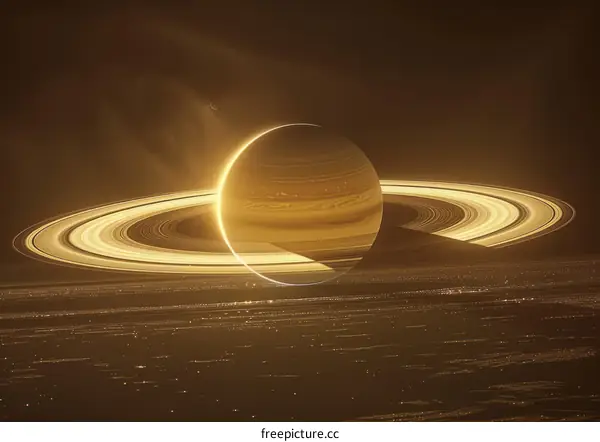 Saturn's Golden Rings: A Celestial Tapestry