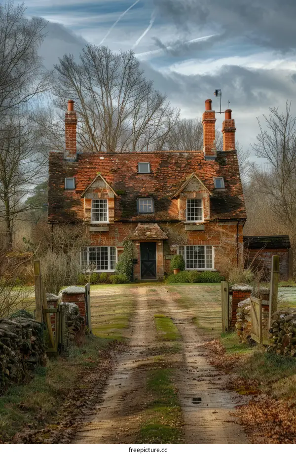 Picturesque English cottage with vibrant garden