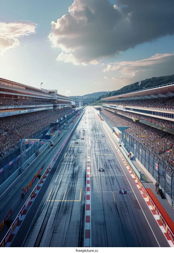 Formula 1 Cars Racing on a Race Track