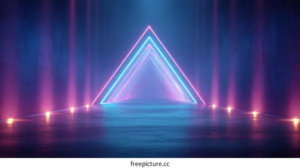 Neon Triangle Abstract Futuristic Scene