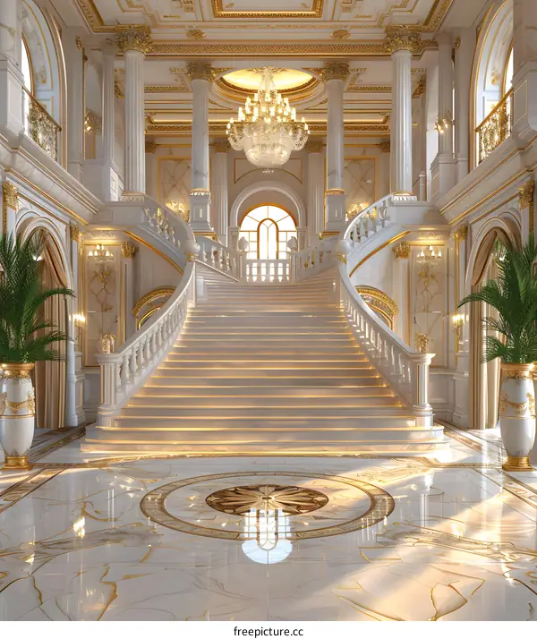 Grand Staircase in a Luxurious Palace Interior
