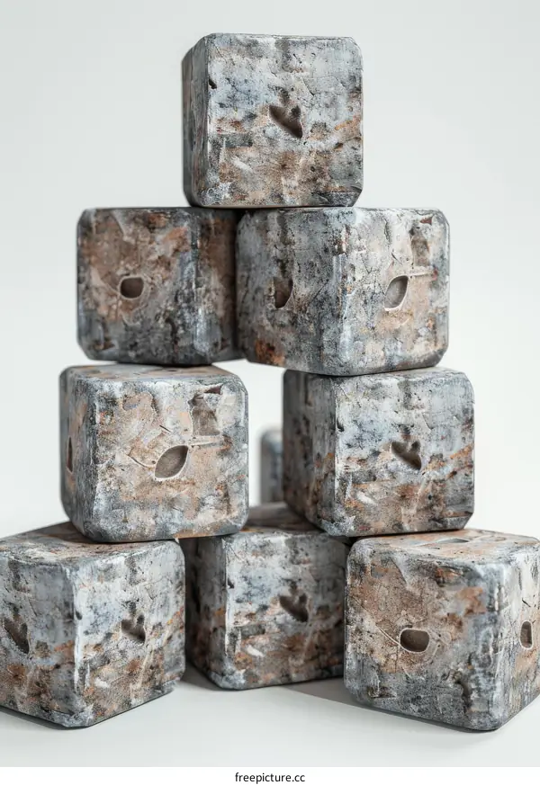 Abstract Stack of Grey Stone Blocks with Holes