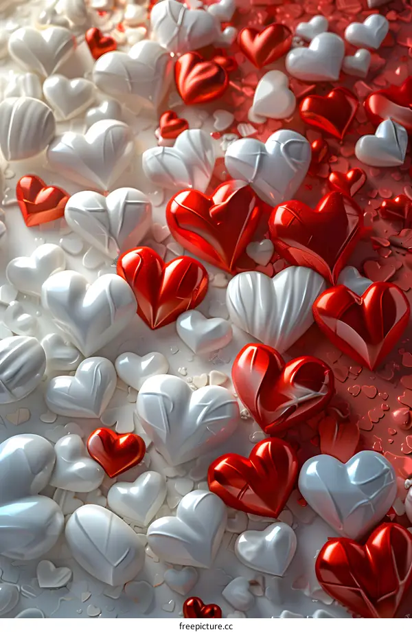 Red and white hearts background
