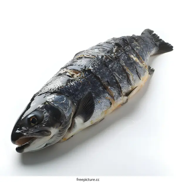 Grilled Salmon on White Background