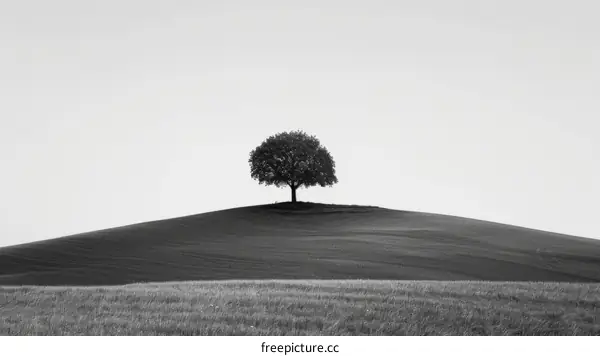 Solitude on the Hill: A Single Tree Stands Tall