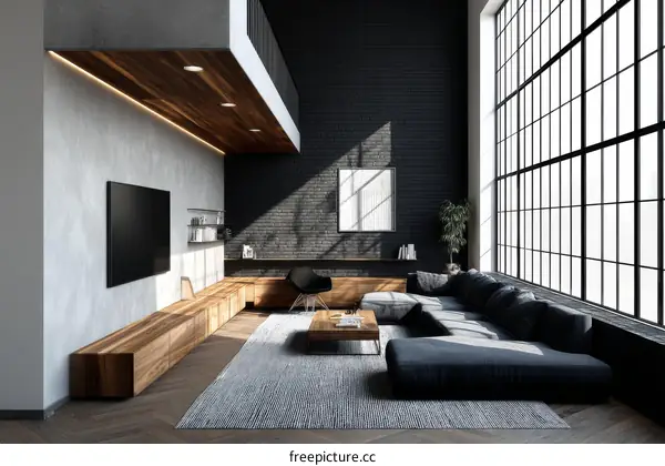 Modern Industrial Loft Living Room Interior