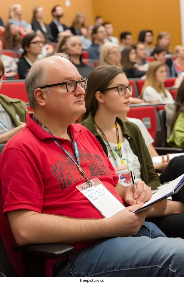 Audience Listening to a Lecture in a Conference Room