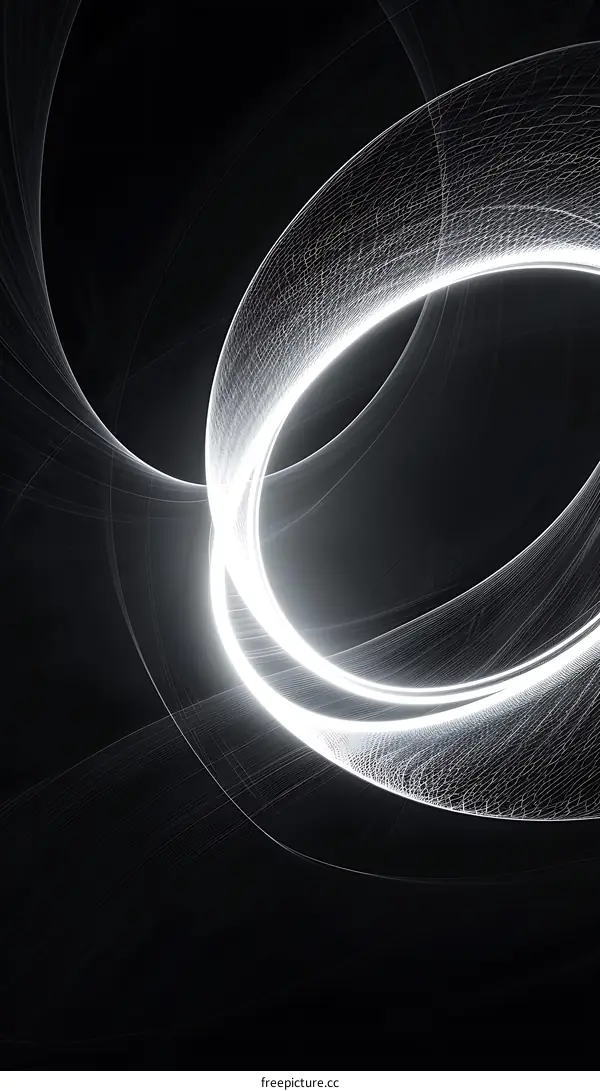 Abstract White Ring on Black Background