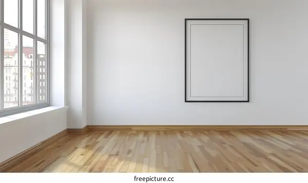 Minimalist Empty Room With Blank Picture Frame Mockup