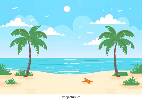 Tropical Beach Background Illustration