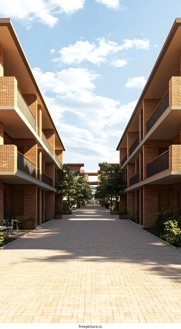 Brick Building Pathway Architecture Design