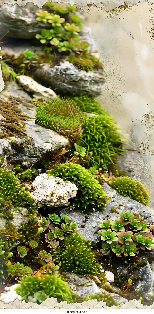 Green Moss and Rocks Texture