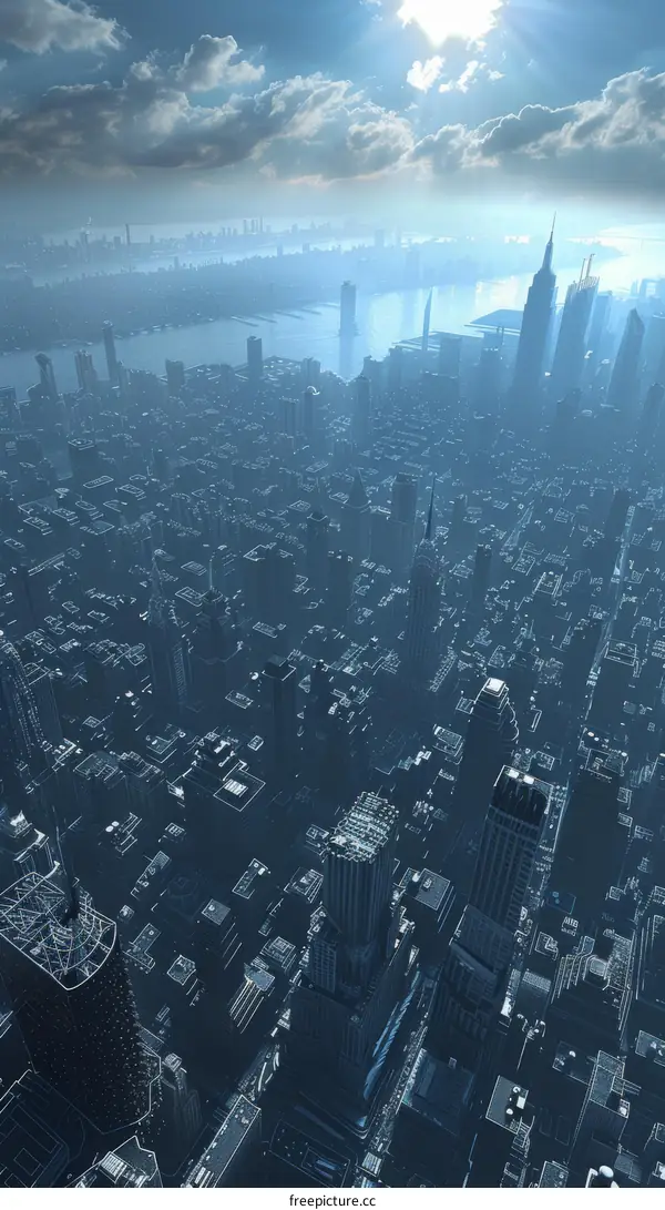 Deserted City Building Ruins in Fog