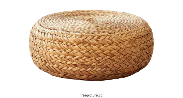 [Transparent Background PNG]Round Woven Straw Pouf Decorative Home Decor
