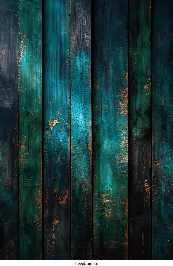 Vintage Teal Wood Plank Background Image