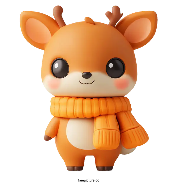 [Transparent Background PNG]Cute Cartoon Deer with Orange Scarf Illustration