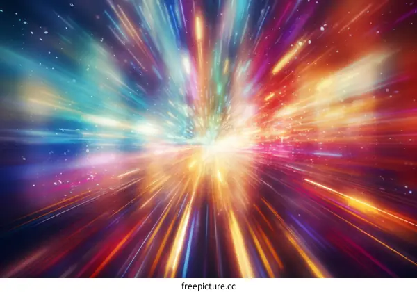 An illustration of a colorful supernova in deep space