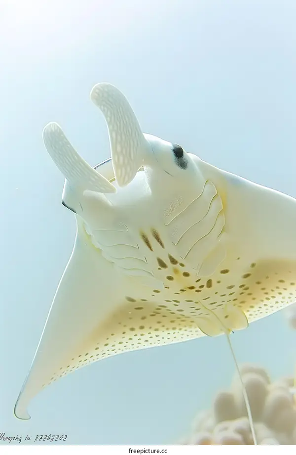 Underwater shot of a reef manta ray