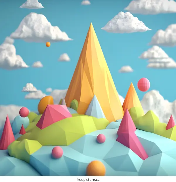 Abstract Low Poly Mountain Landscape Illustration