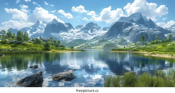 Tranquil Mountain Lake Landscape