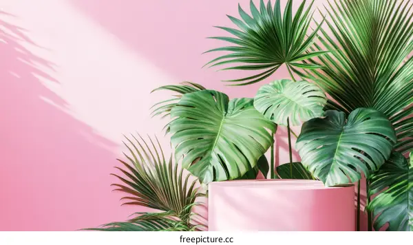 Pink Tropical Plant Display Background