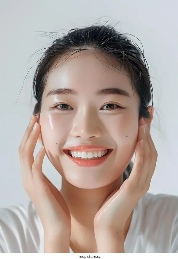 Portrait of a Young Asian Woman with a Bright Smile
