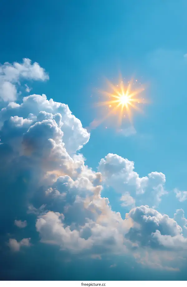 Beautiful Clouds and Bright Sun in the Sky