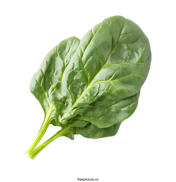 [Transparent Background PNG]Fresh Green Spinach Leaves Isolated on White Background
